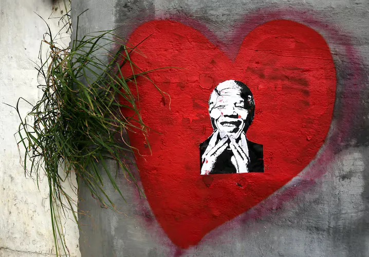 Cape Town street art depicts former South African President Nelson Mandela
