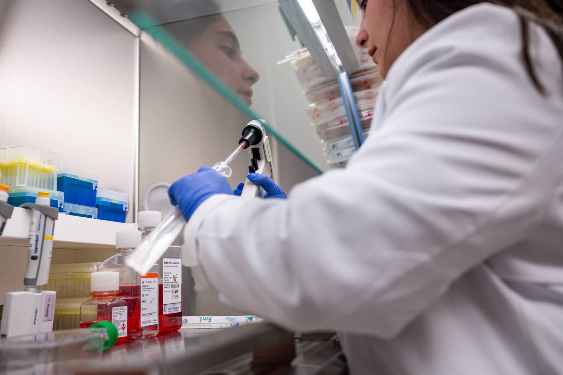 student in lab