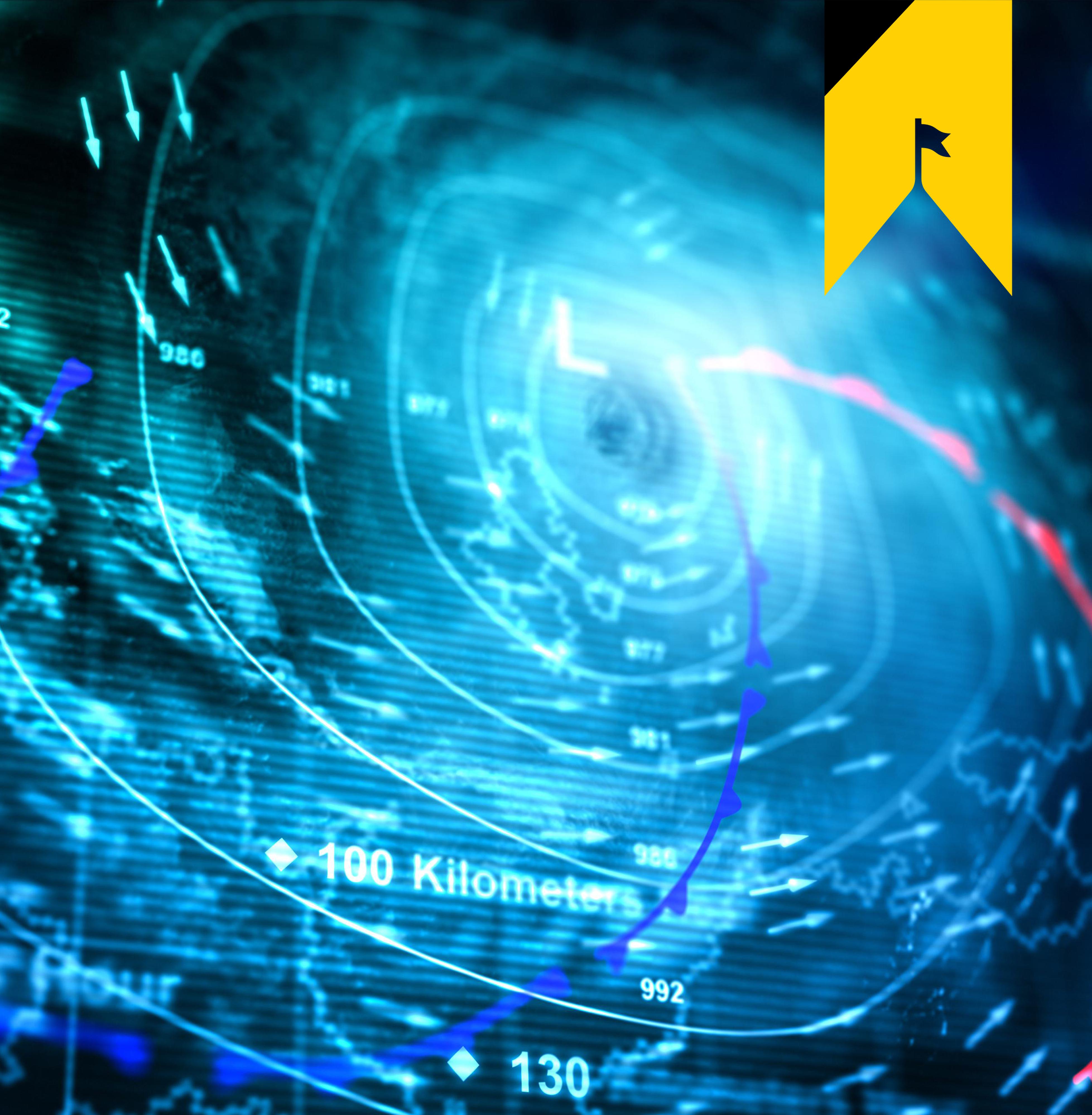 Stock image of hurricane-force winds on a radar