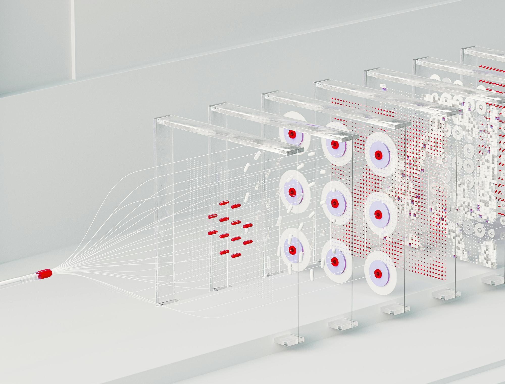 Nodes and networks connecting to layers of modules