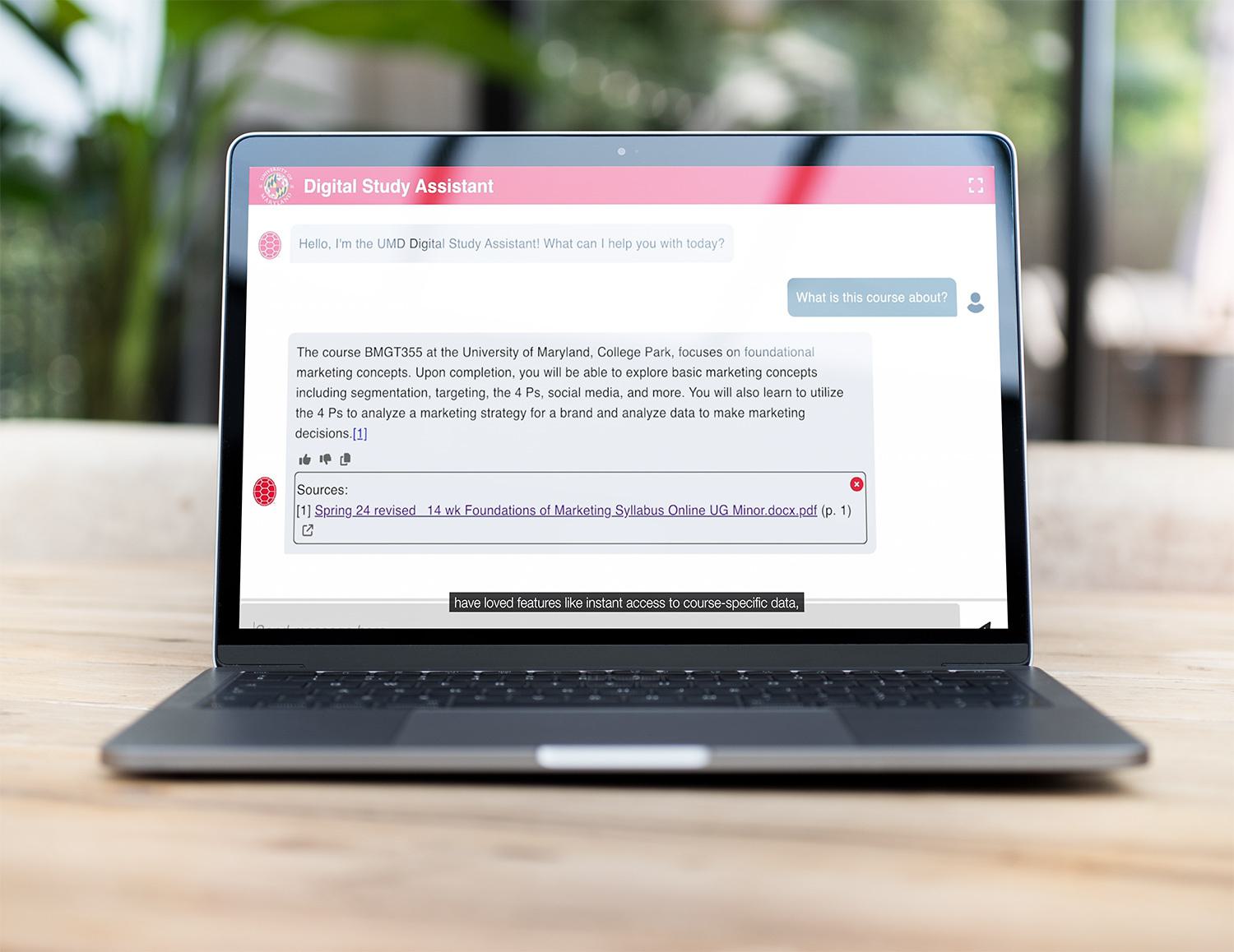 view of chatbot on laptop